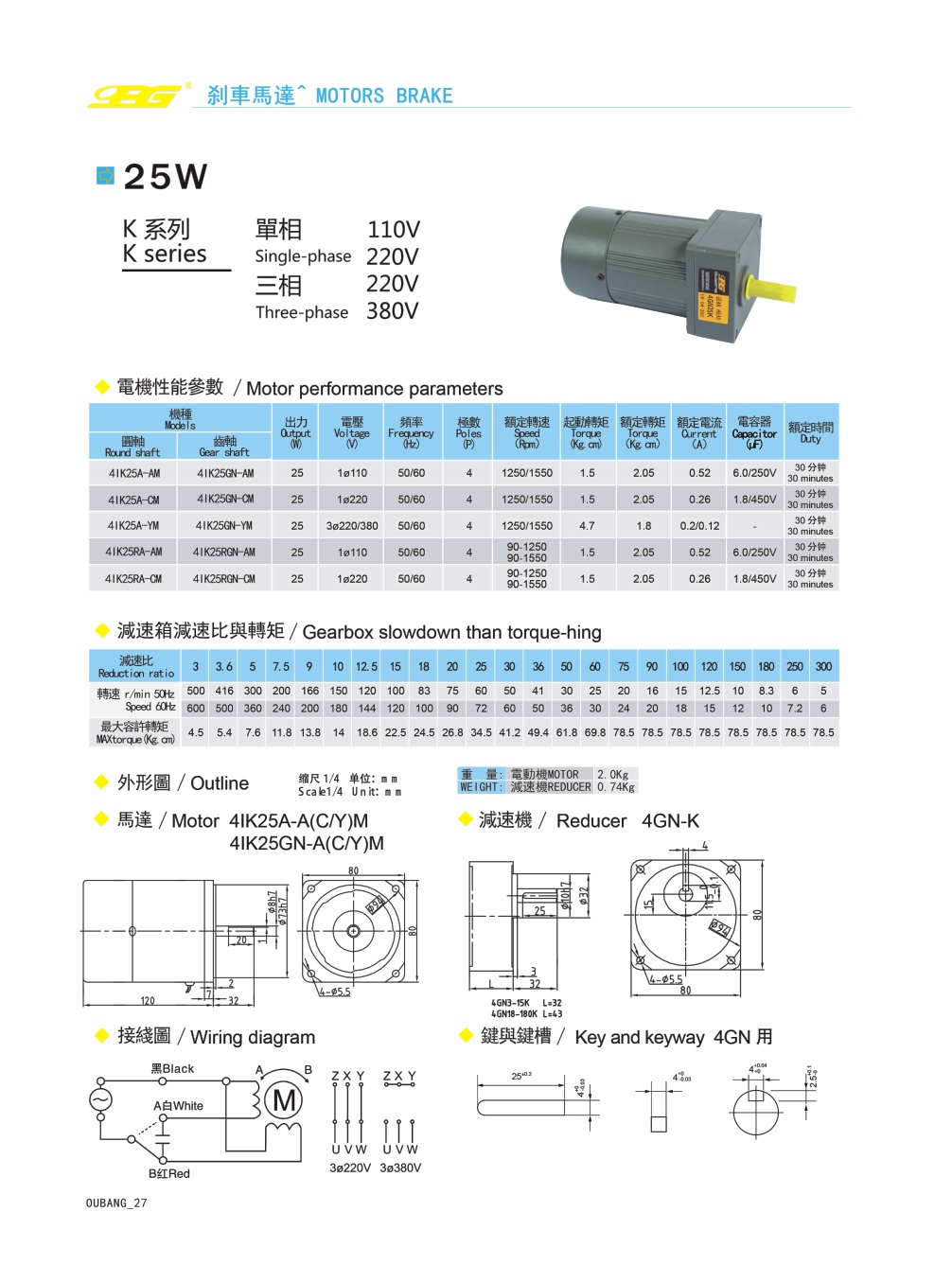 25W感应/调速刹车马达(图1)